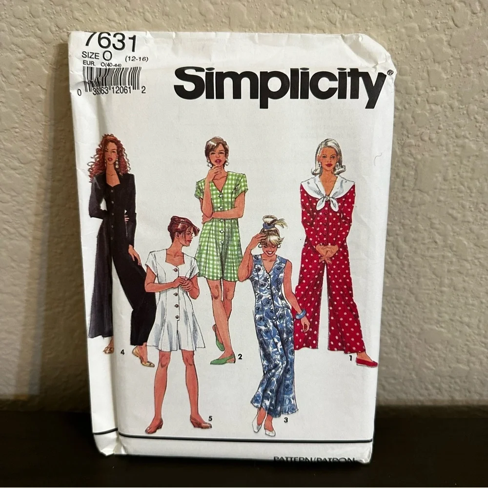 Vintage Sewing Pattern Simplicity Jumper Romper One Piece Miss Size O 1990s 90s